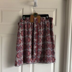 Loft Women’s Printed Elastic Waist Skirt - Red Multi